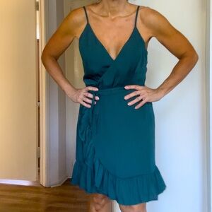 Elegant Free People Silky Teal Wrap Dress